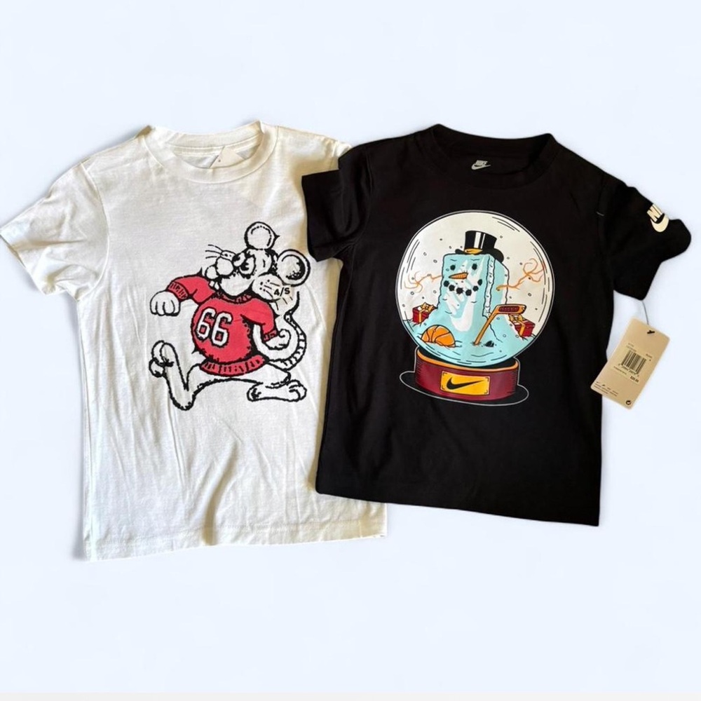 Nike Black Short-Sleeve Tee with Colorful Snowglobe Graphic